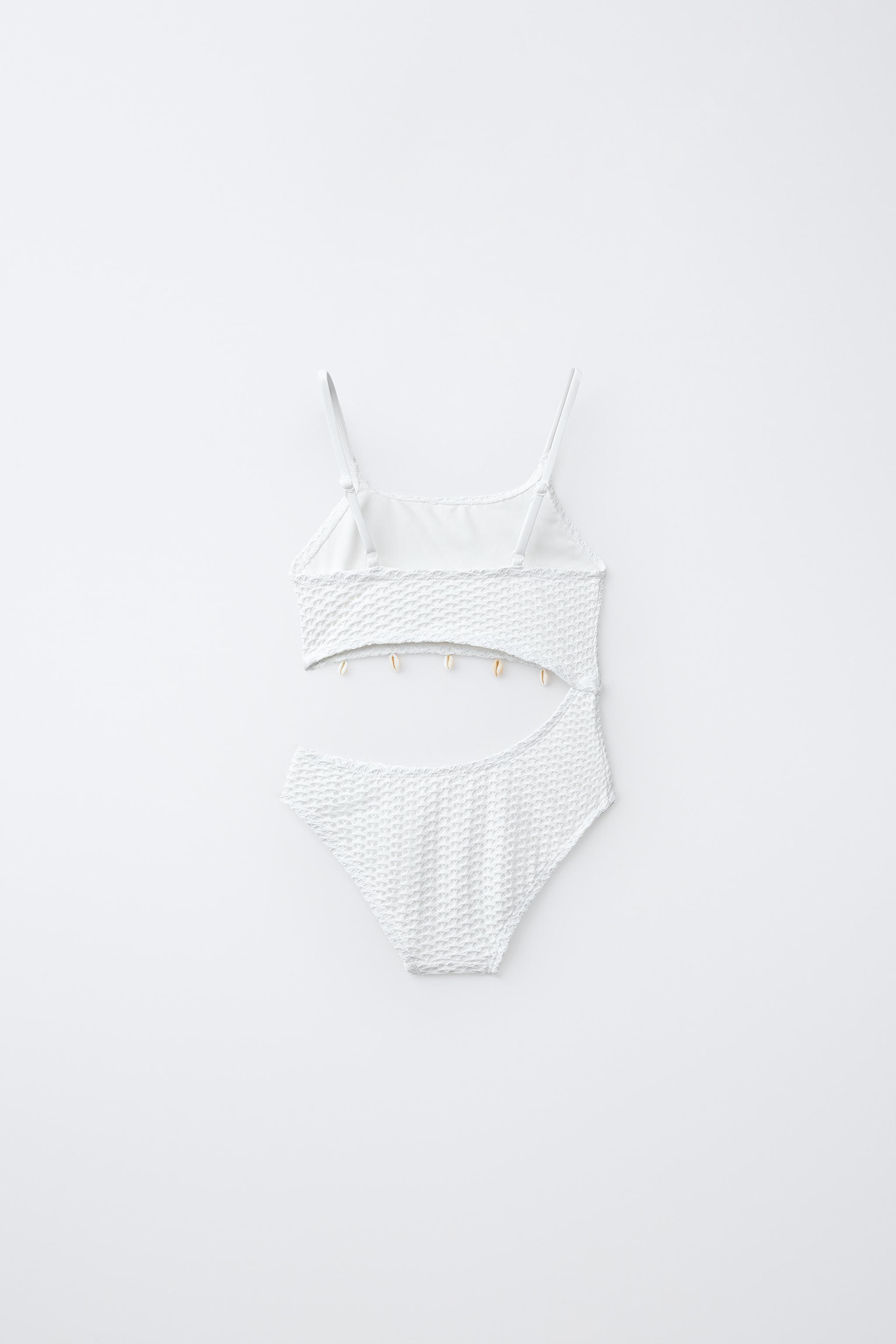 6-14 YEARS/ CROCHET CUT OUT SHELL SWIMSUIT